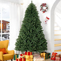 Prague 7.5ft Prelit Artificial Christmas Tree with Foot Pedal, 1717 Branch Tips, 550 Warm Lights and Metal Stand, 56 inch Wide Realistic Spruce