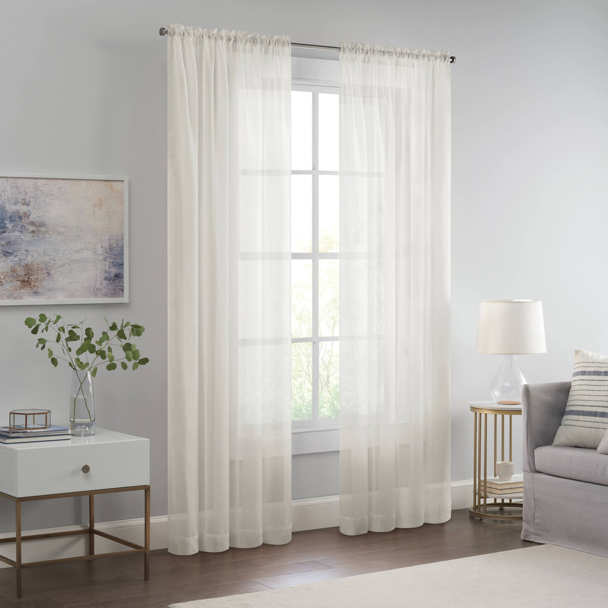 Eclipse Livia Sheer Rod Pocket Curtain Panel, Ivory