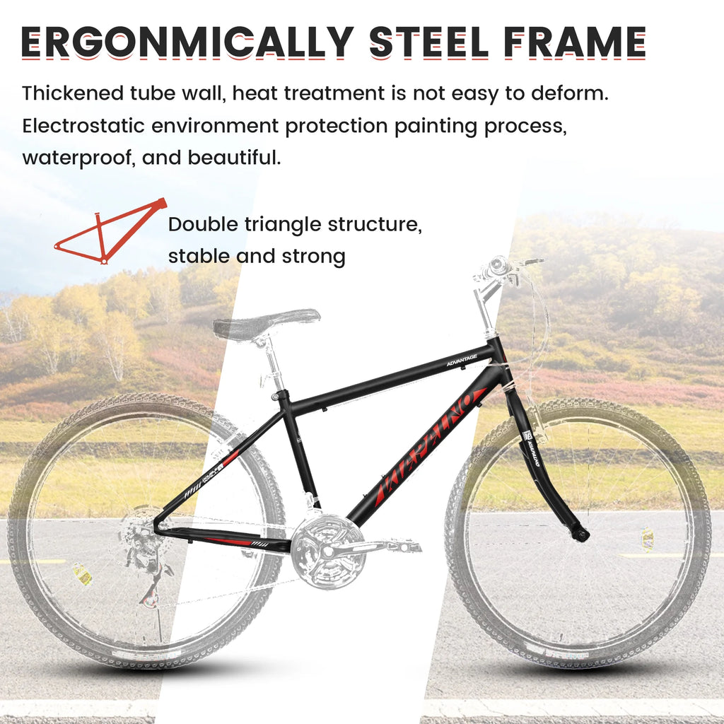 Ecarpat Mountain Bike 26 in for Men Women, 21 Speeds High - Carbon Steel Frame, Classic Adult Teens Sport Bicycle, V Brakes Bicycle for Snow City Commuters and Short Trip