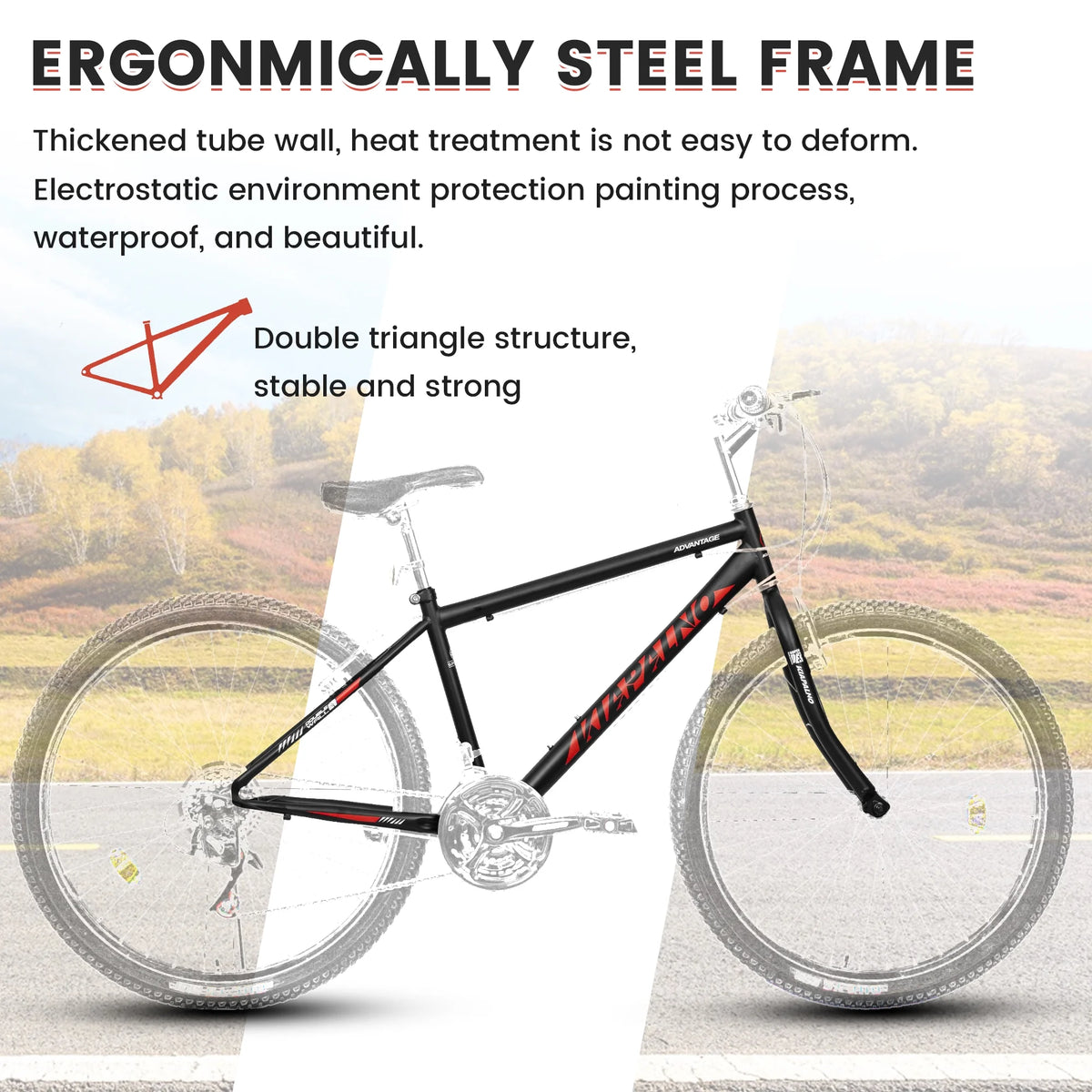 Ecarpat Mountain Bike 26 in for Men Women, 21 Speeds High - Carbon Steel Frame, Classic Adult Teens Sport Bicycle, V Brakes Bicycle for Snow City Commuters and Short Trip