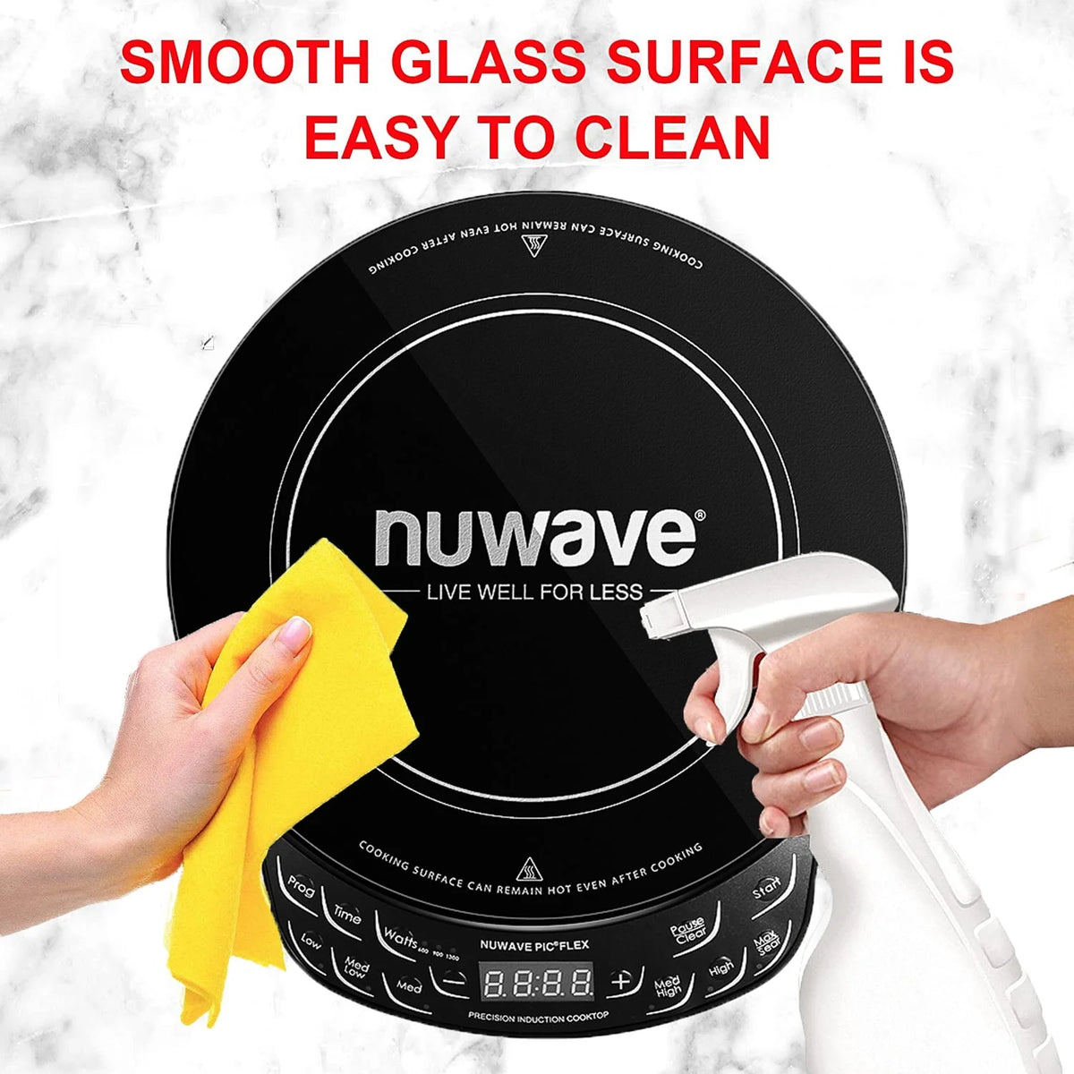 Nuwave Portable Induction Cooktop Flex with 10.25 - Inch Shatter - Proof Ceramic Glass, Large 6.5 - Inch Heating Coil, 3 Wattage Settings 600, 900 & 1300 Watts