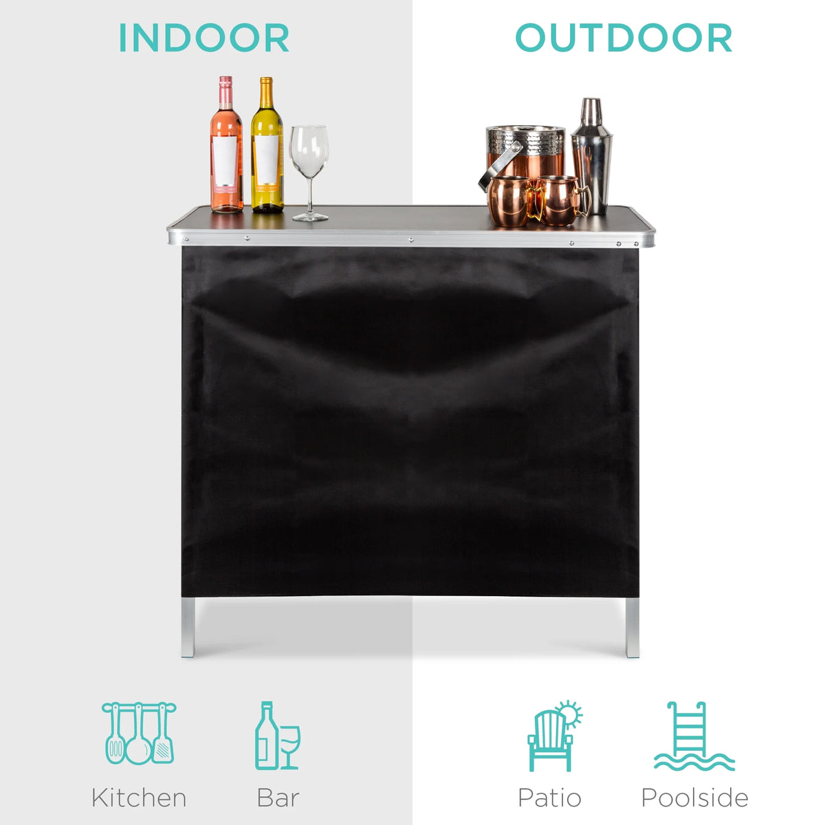 Best Choice Products Portable Pop - up Bar Table for Indoor/Outdoor, Party, Picnic W/ Carrying Case, Removable Skirt