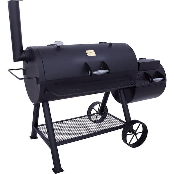 Longhorn Offset Smoker in Black with 1, 060 Sq. In. Cooking Space