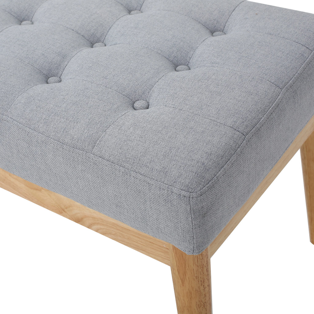 44.75" Mid - Century Tufted Bench - Solid Birch Legs - Plush Polyester Blend - 17" Height, 19.62 lb