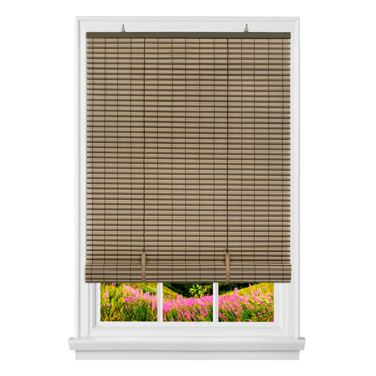 Achim 30 x 72 in. Cordless Veranda Vinyl Roll-Up Blind Cocoa & Almond