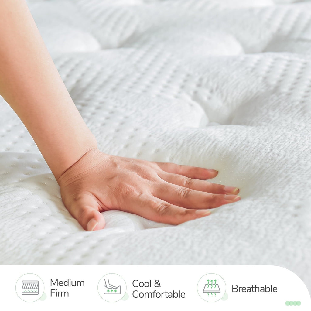 10'' Pocket Spring Hybrid Mattress in a Box for Cool Sleep. Queen Size Mattress