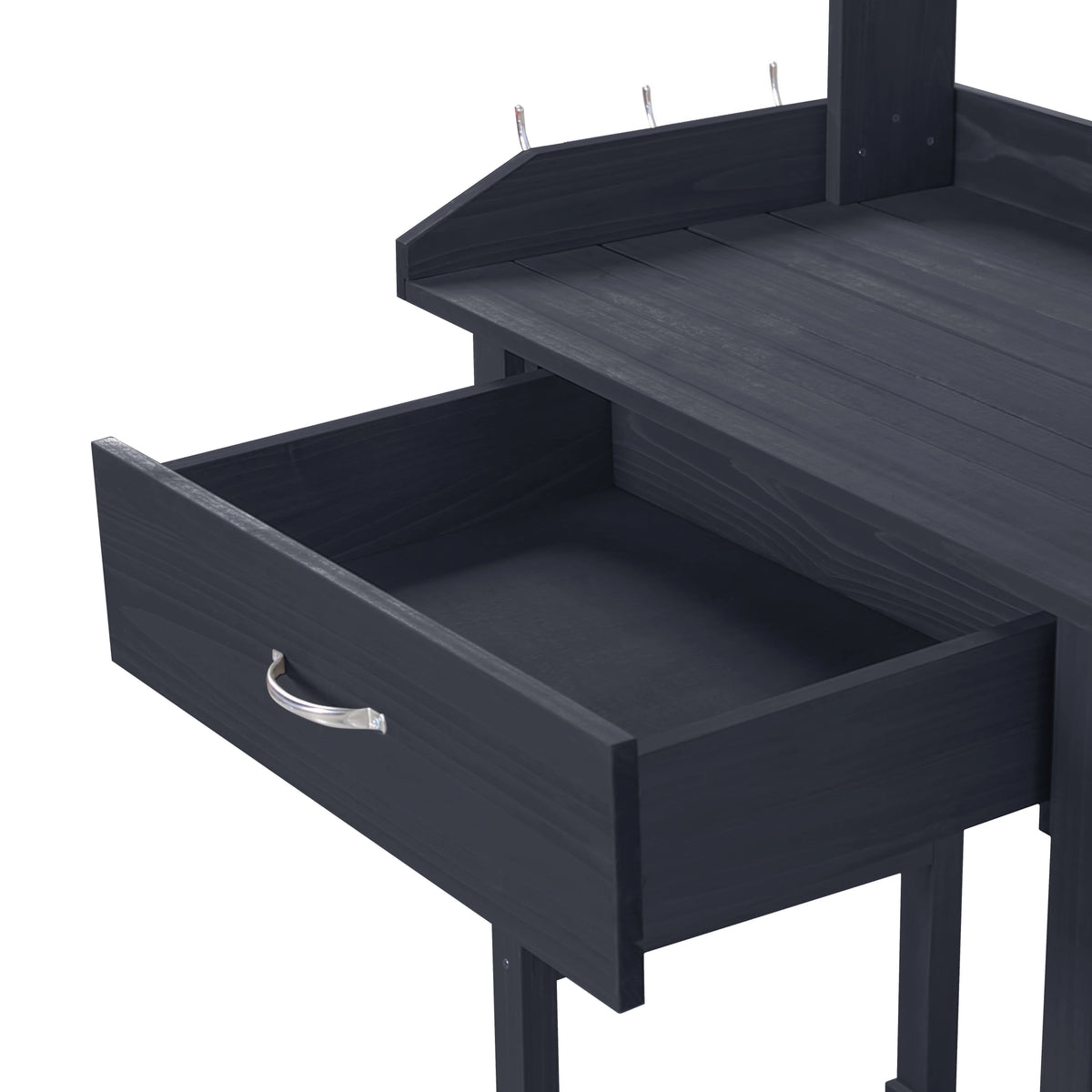 VEIKOUS Wood Potting Bench Garden Table W/ Removable Stainless Sink & Shelves, Natural