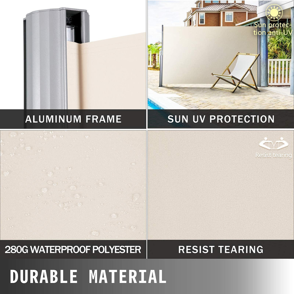 VEVOR Retractable Side Awning. Outdoor Privacy Screen