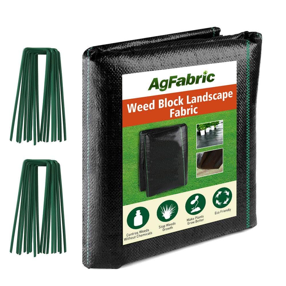 6 ft. x 50 ft. 3oz. Weed Barrier Fabric Heavy-Duty Landscape Fabric with 20 U-Shaped Securing Pegs