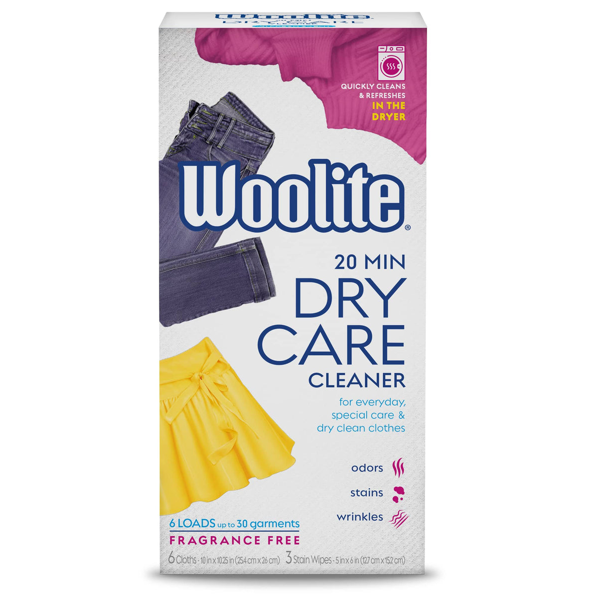 Woolite At-Home Dry Cleaner, Fragrance Free - 6 cloths