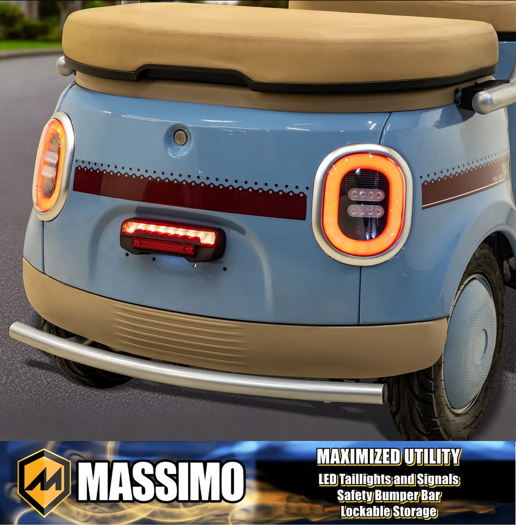 Massimo MGC E - Trike 3 - Wheel Electric Cart - 17 MPH, 2 - Seater Adult Scooter - Blue
