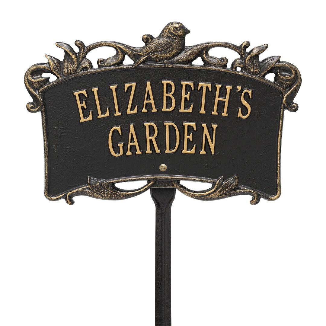 Personalized Song Bird Garden Lawn Plaque - Black/Gold