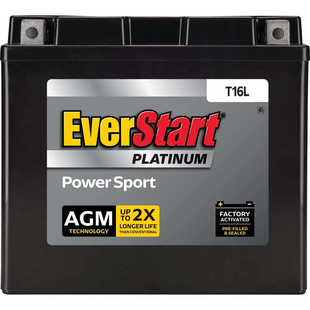 Everstart Platinum AGM Power Sport Battery, Group Size T16L 12 Volt, 260 CCA