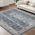 Belleze Washable 8'x10' Area Rug Non Slip Indoor Door Mat - Navy