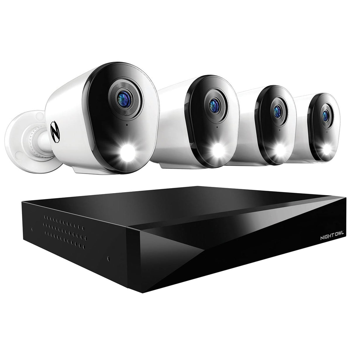 Night Owl - 12 Channel 4 Camera Wired 2K 1TB DVR Security System with 2-Way Audio - White
