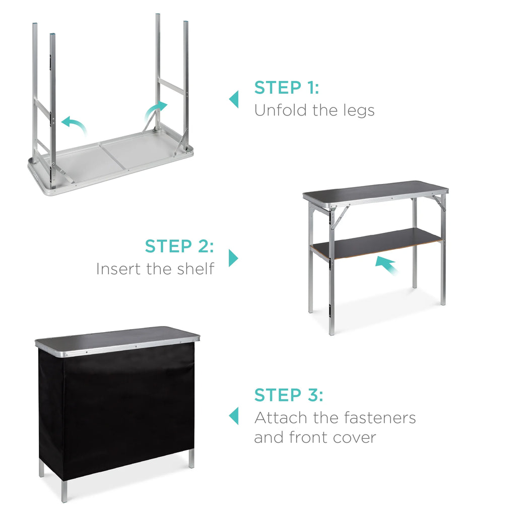 Best Choice Products Portable Pop - up Bar Table for Indoor/Outdoor, Party, Picnic W/ Carrying Case, Removable Skirt