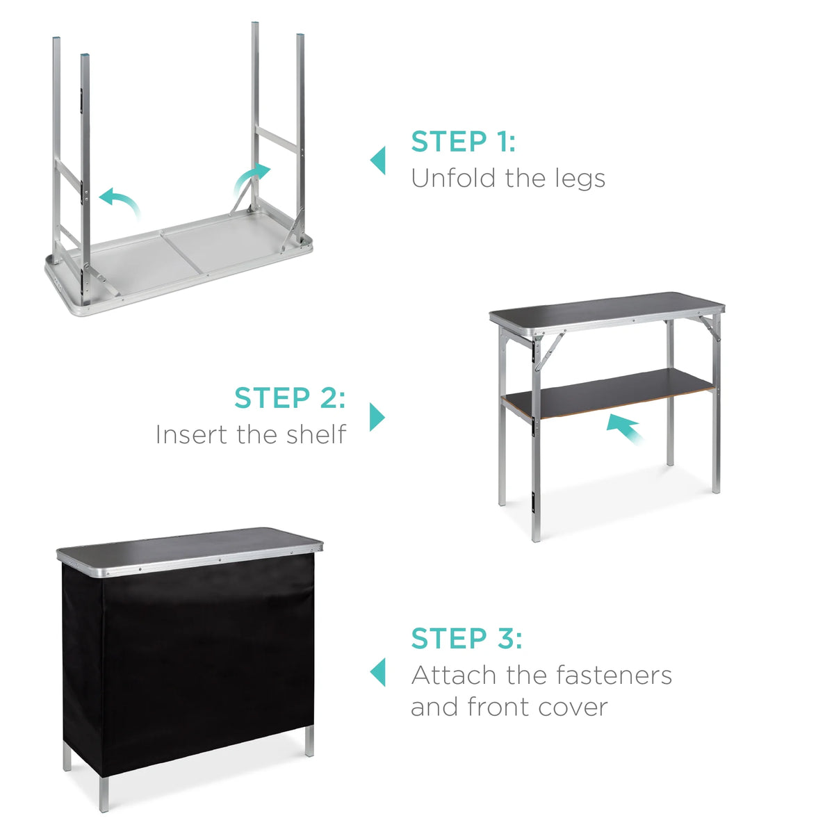 Best Choice Products Portable Pop - up Bar Table for Indoor/Outdoor, Party, Picnic W/ Carrying Case, Removable Skirt