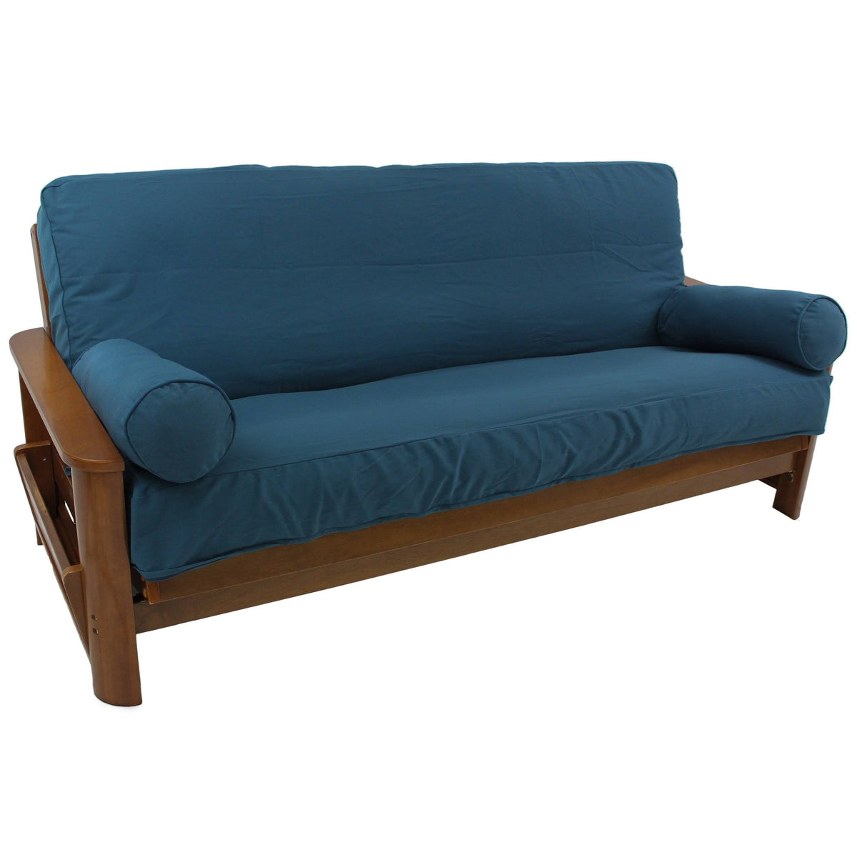 Blazing Needles Premium Twill 8 to 10-Inch 3-Piece Bolster Futon Cover Set - Full - Indigo