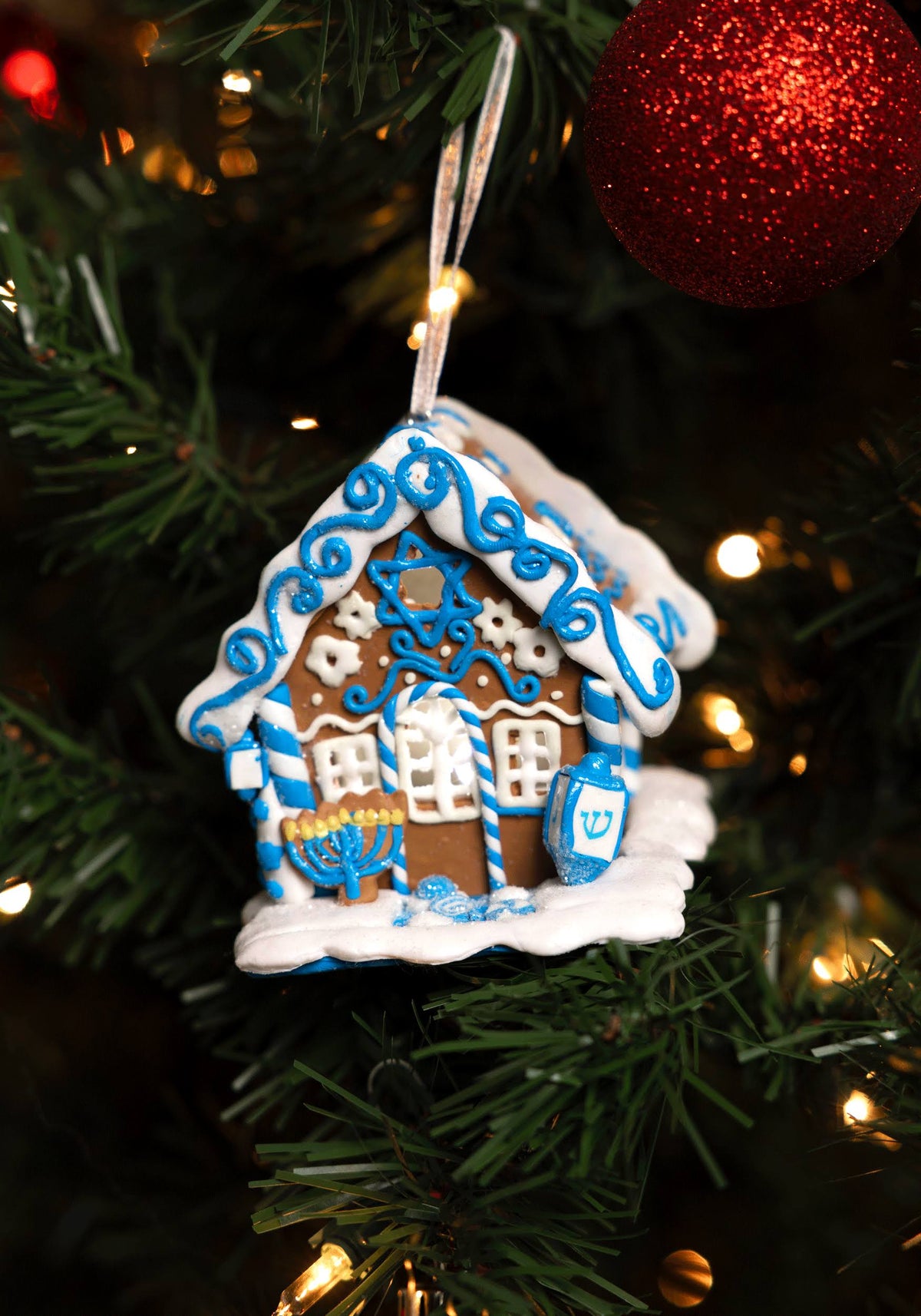 Kurt Adler Gingerbread LED Hanukkah House Ornament