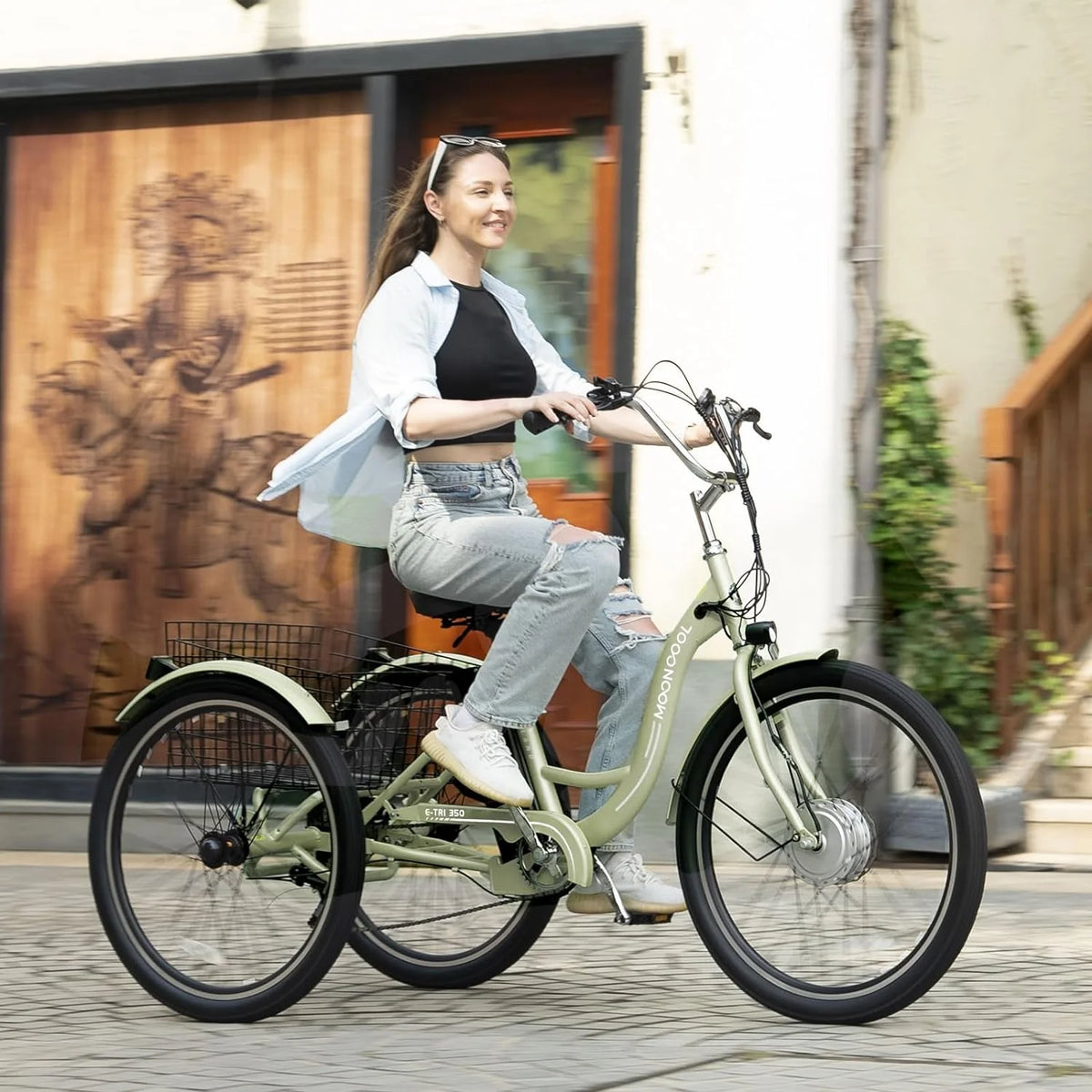ABORON 24" 26" Electric Tricycles, 36V 10ah 350W Lithium Battery, 7 Speed E - Trike for Adults with Large Capacity Rear Basket & Adjustable Seat