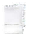 Embroidered Percale Crisp Cotton Double Scallopier Duvet Set and Sham - Blue - Twin - Twin XL