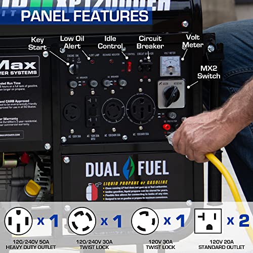 XP12000EH Dual Fuel Generator C 12,000W Gas/Propane, 457cc 4-Stroke Engine, EPA/CARB Compliant