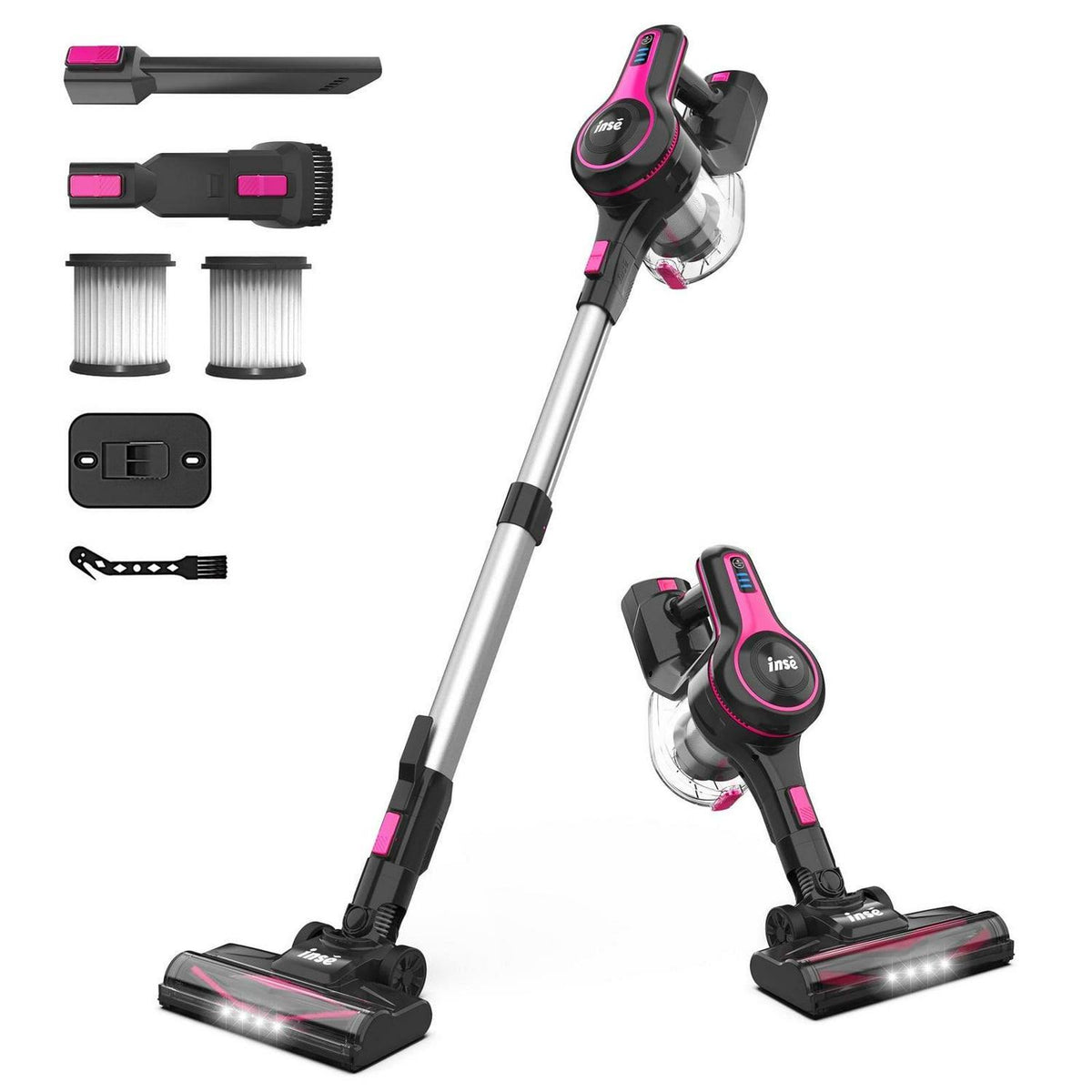 Inse Cordless Vacuum Cleaner, 6-in-1 Rechargeable Stick Vacuum with 2200 mAh Battery, 20Kpa Powerful Lightweight Vacuum Cleaner, Up to 45 Mins