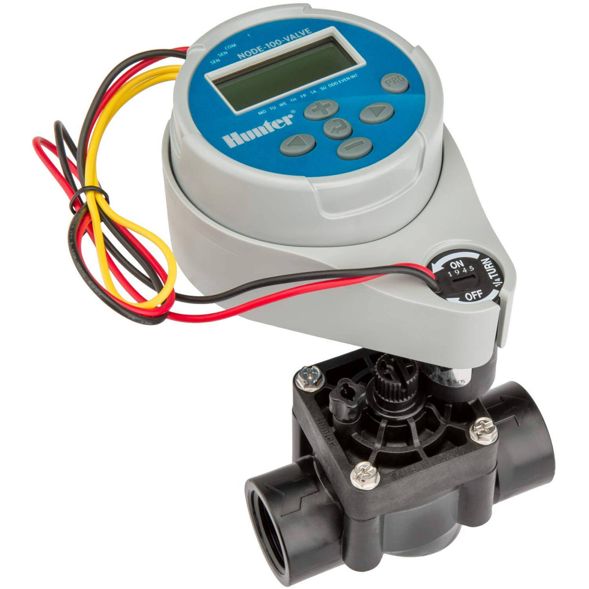 Hunter Node 1 Station Battery Operated Controller with PGV-101G Valve and DC Latching Solenoid | NODE-100-VALVE