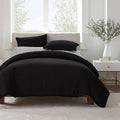 Serta Simply Clean Antimicrobial 3 Piece Duvet Set - Black - Full - Queen