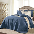 Florence Oversized Bedspread by BrylaneHome in Smoky Blue (Size Full)