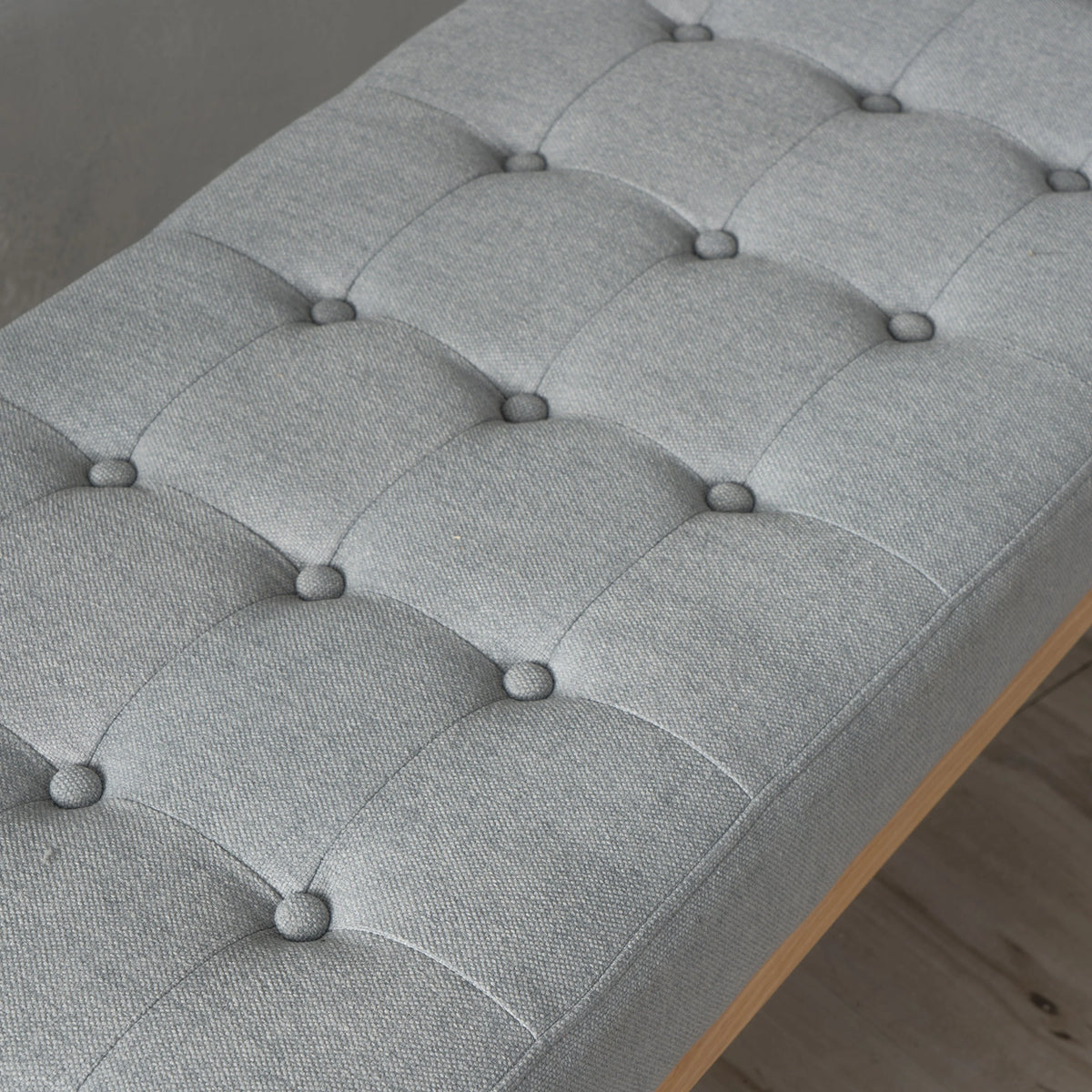 44.75" Mid - Century Tufted Bench - Solid Birch Legs - Plush Polyester Blend - 17" Height, 19.62 lb