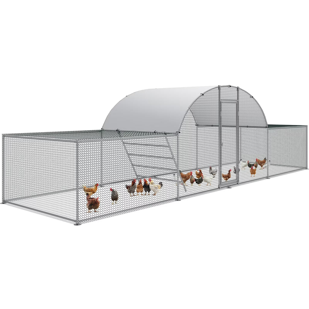 Arlopu Large Metal Chicken Coop, 23FT Walk - in Poultry Cage Chicken Playpen Hen House Rabbits Habitat Cage with Waterproof Cover