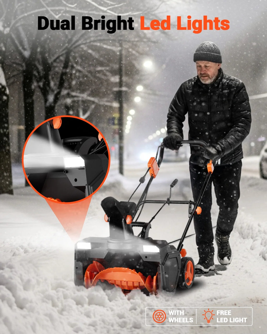 VOLTASK 15 Amp Electric Snow Blower, 23 in Corded Snow Blower with 180 - Degree Directional Chute