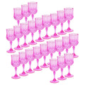 48 PC Bulk Pink Patterned Plastic Wine Glasses 6" 8 oz