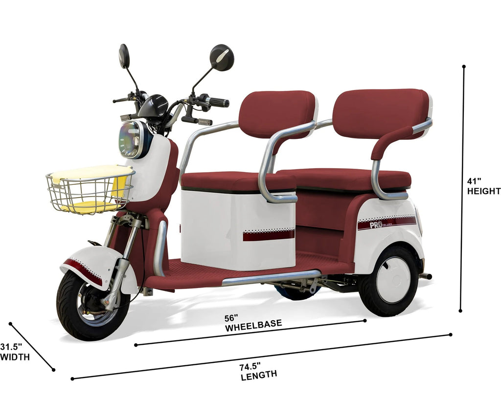 Massimo MGC E - Trike 3 - Wheel Electric Cart - 17 MPH, 2 - Seater Adult Scooter - Blue