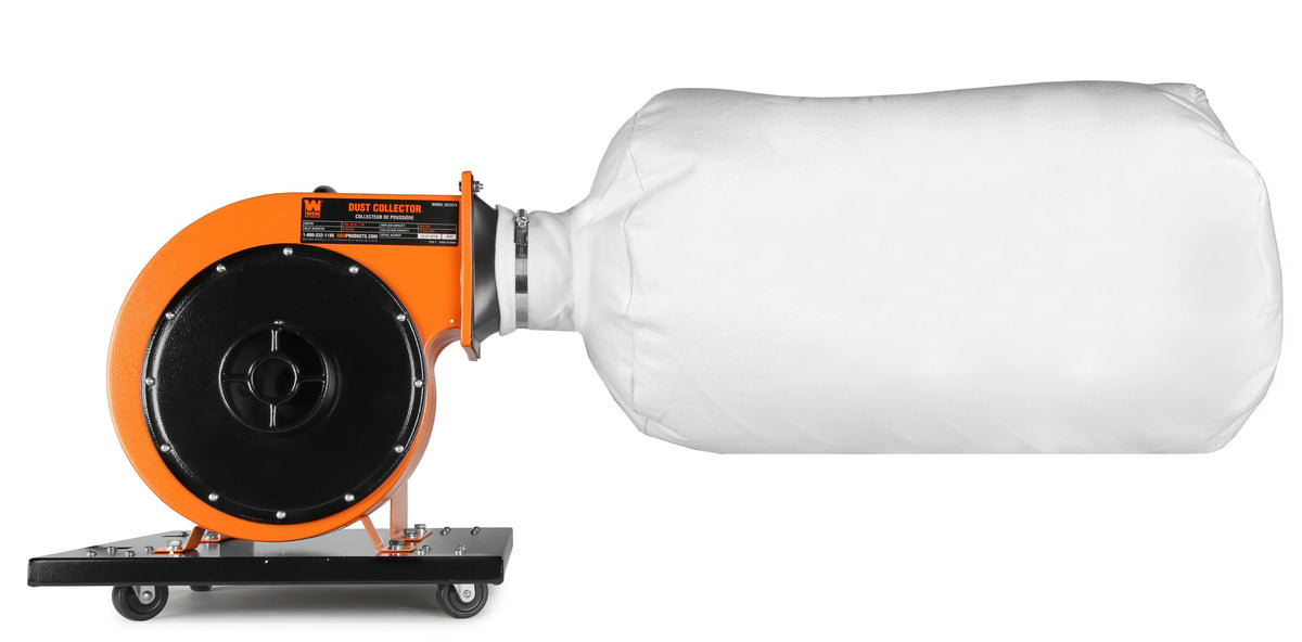 WEN 7.4 - Amp Rolling Dust Collector with Induction Motor, 15 - Gallon Bag and Optional Wall Mount