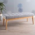 44.75" Mid - Century Tufted Bench - Solid Birch Legs - Plush Polyester Blend - 17" Height, 19.62 lb