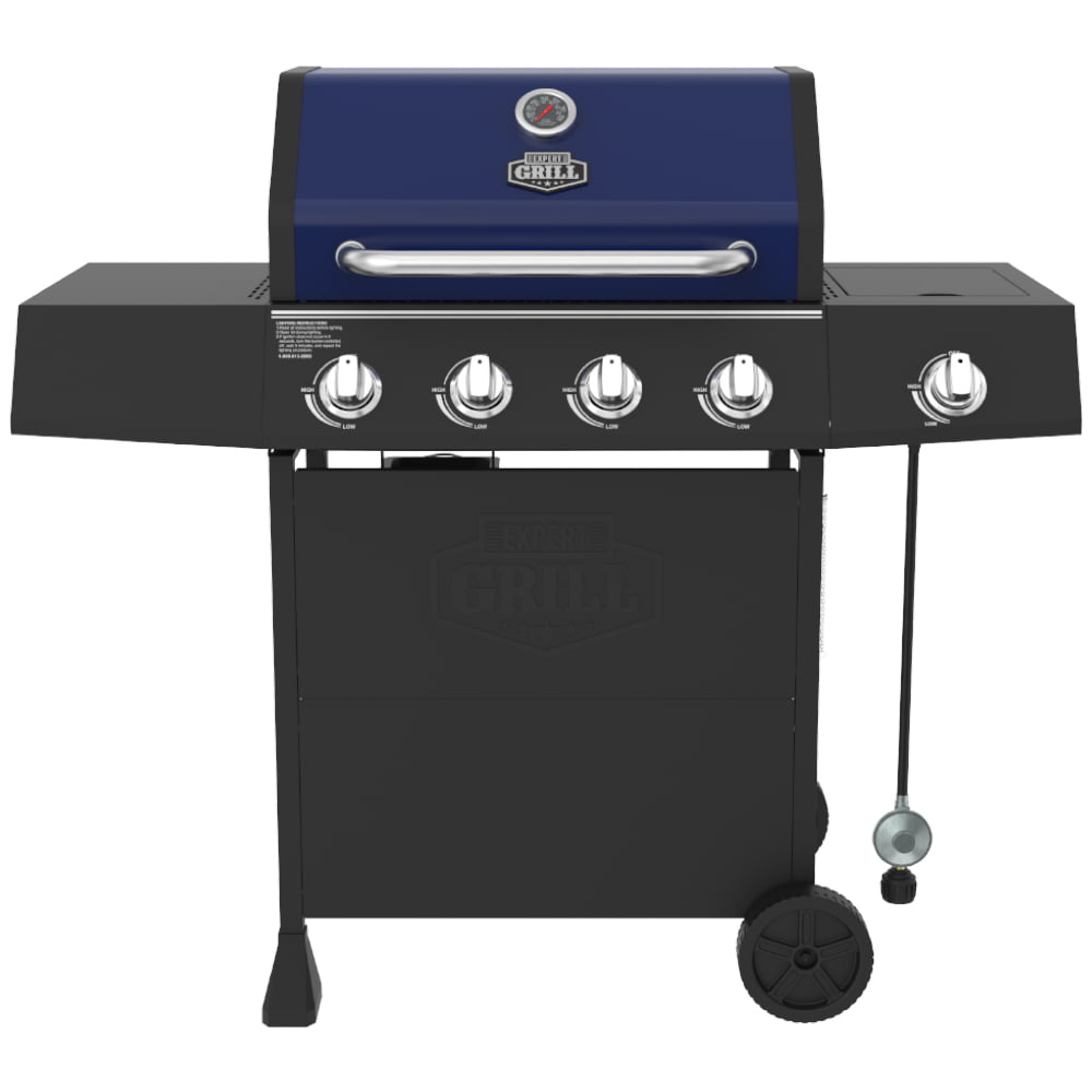 Grill 4 Burner with Side Burner Propane Gas Grill in Blue