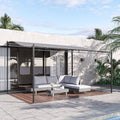 Outsunny 10' x 13' Steel Outdoor Pergola Gazebo, Patio Canopy with Weather-Resistant Fabric and Drainage Holes, Gray