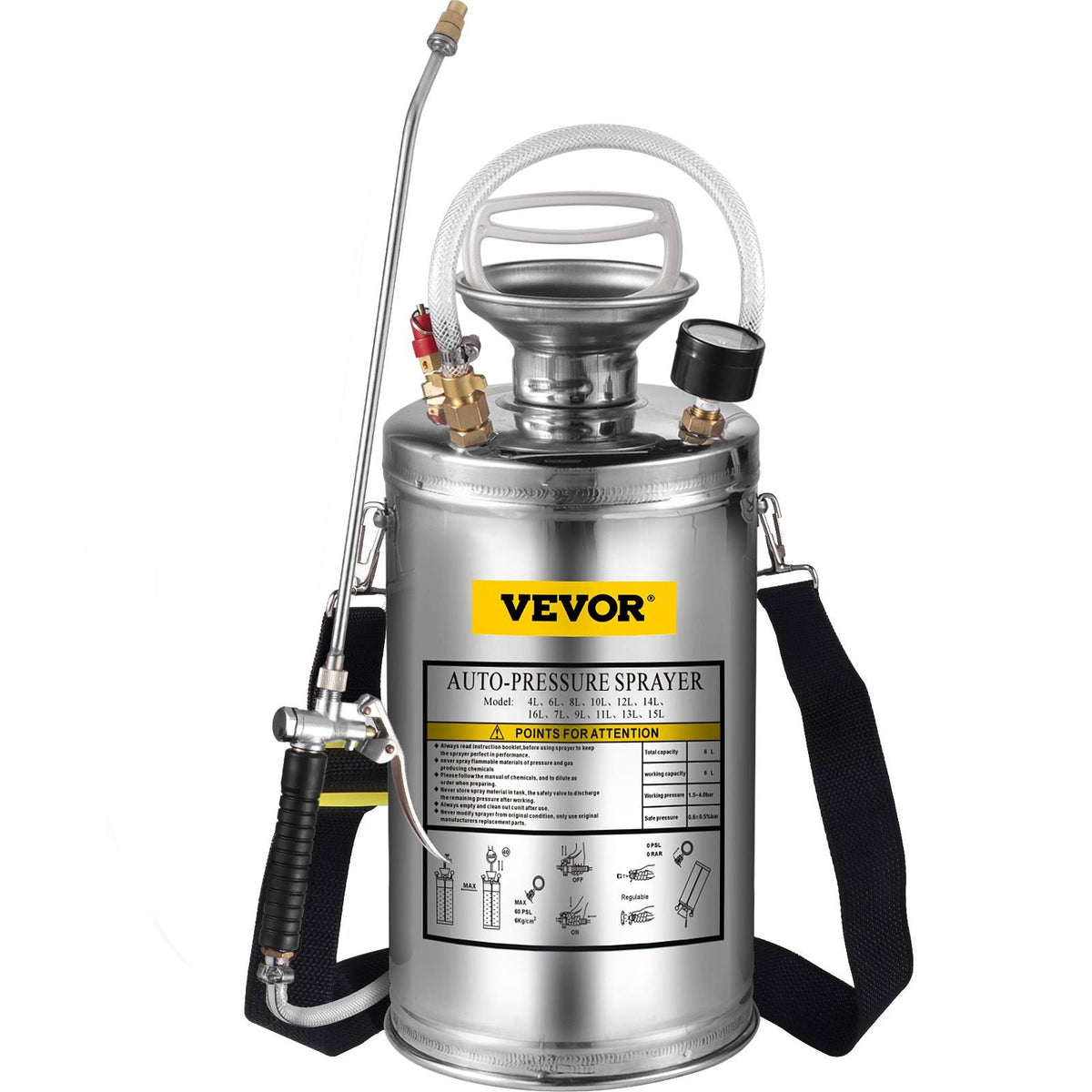 VEVOR Pwqbxg6l000000001v0 1.5 Gal Stainless Steel Sprayer
