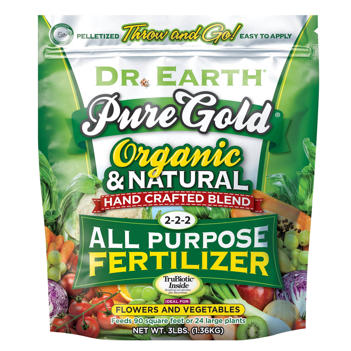 Dr. Earth Fertilizer, Pure Gold, All Purpose - 3 lbs (1.36 kg)
