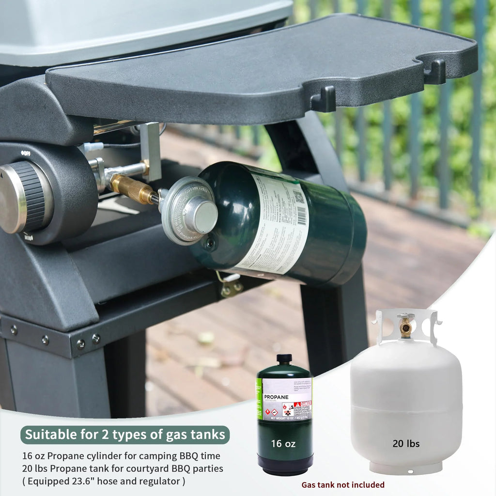 MASTER COOK Propane Gas Grill, Portable Tabletop Barbecue Grill with Cart for Patio, Camping, Travel