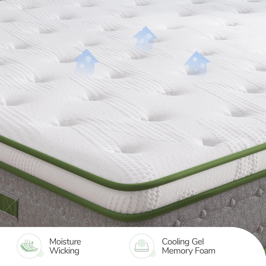 10'' Pocket Spring Hybrid Mattress in a Box for Cool Sleep. Queen Size Mattress