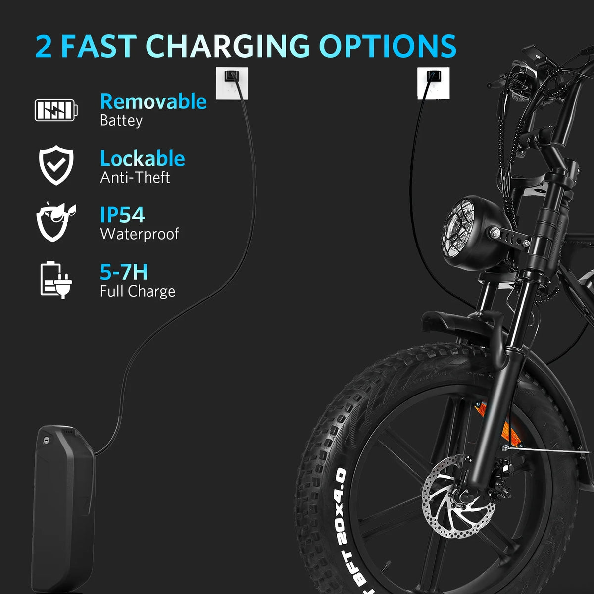 VTOKW Electric Bike for Adults, 1000W Peak Motor Adult Electric Bicycle, 48V 15.6ah Battery, up to 31MPH, 20'' Fat Tire Ebike, Dual Disc Brakes Mountain Bike for Cycling, 7 Speed E Bike, E - Bike UL2849