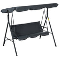 Outsunny 3-Person Porch Lawn Swing with Canopy, Outdoor Yard Glider Chair