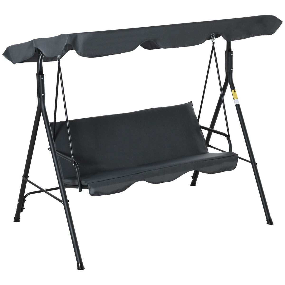 Outsunny 3-Person Porch Lawn Swing with Canopy, Outdoor Yard Glider Chair