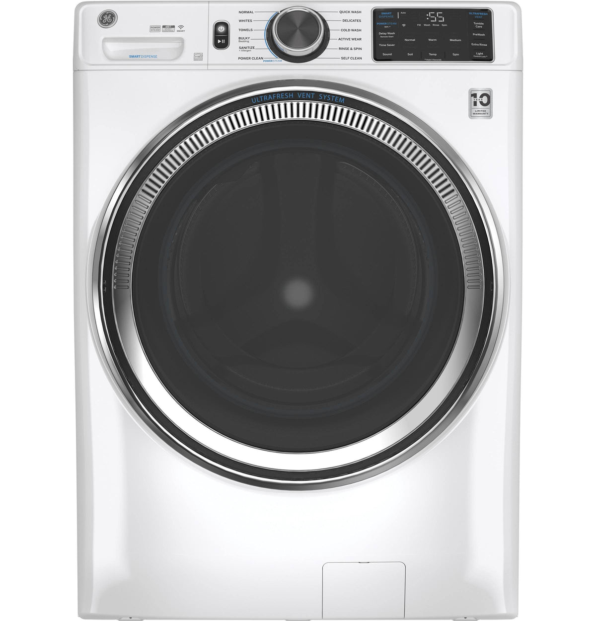 GE 4.8 Cu. ft. White Smart Front Load Washer