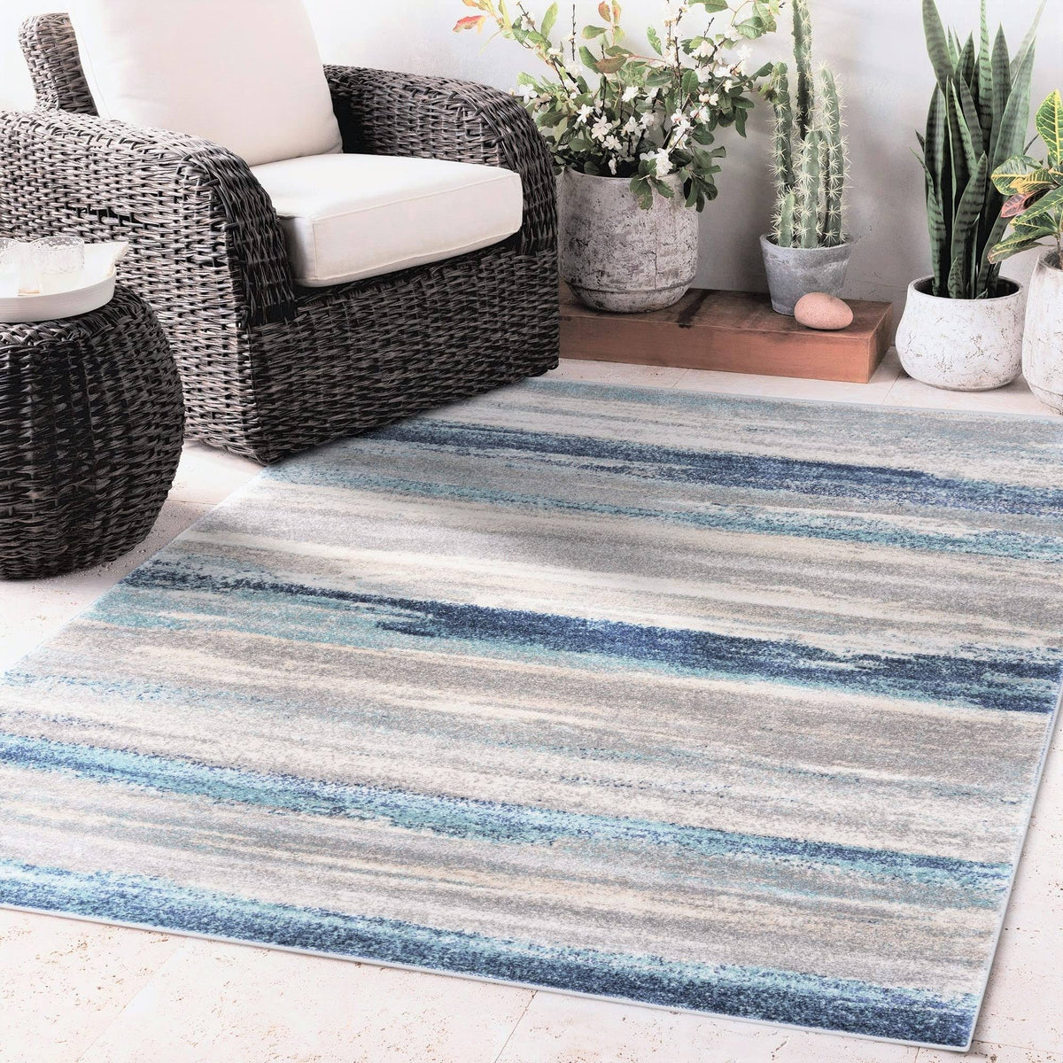 Luxe Weavers Towerhill 7501 Modern Abstract Area Rug, Blue / 4x5