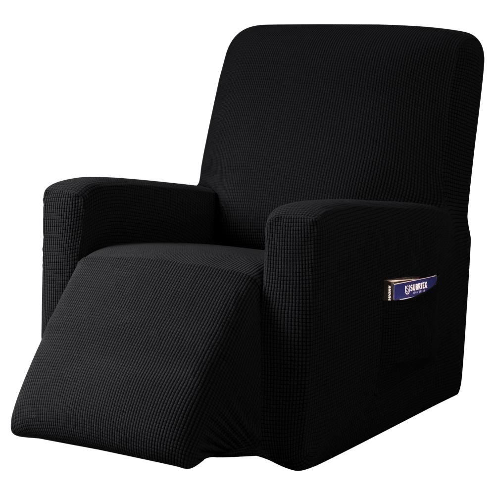 Subrtex Recliner Slipcover with Pockets Stretch Furniture Chair Cover, Black (Back Width 24 inch-32 inch & Height 29 inch-36.5 inch)