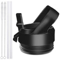 AIPENQ Straw Cap for Yeti Rambler Bottle and RTIC Bottle, Straw Lid with 2 Straws and 2 Brushes (Black)